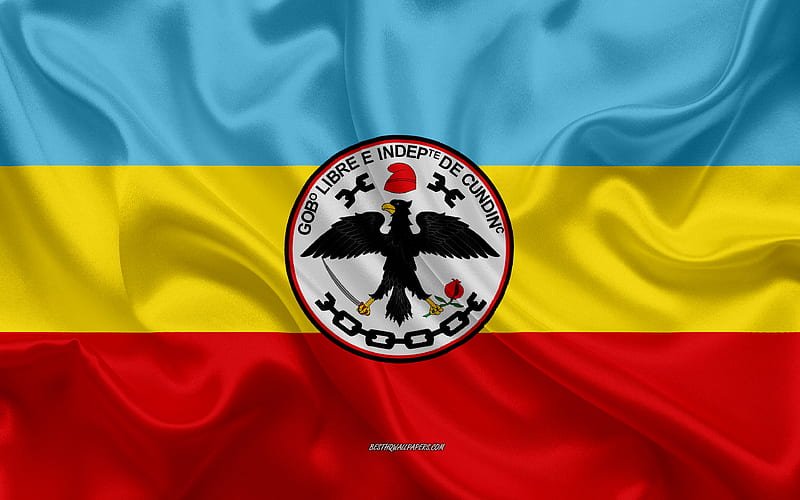 Flag of Cundinamarca Department, , silk texture, Cundinamarca Department, Cundinamarca, Colombian Department, Cundinamarca flag, Colombia, HD wallpaper