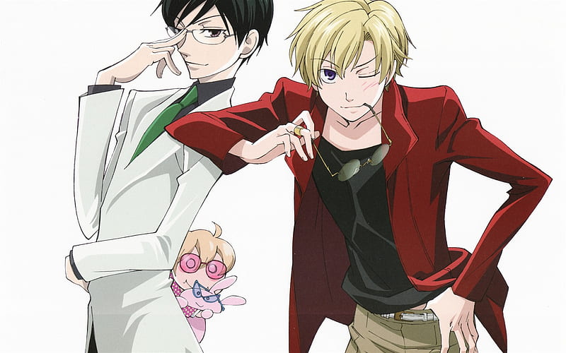 Ouran Koukou Host Club, Kyouya Ootori, Tamaki Suou, main characters, art, Japanese manga, HD wallpaper