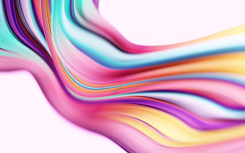 wave multicolored lines, 3d abstract waves, multicolored abstract backgrounds, lines background, HD wallpaper