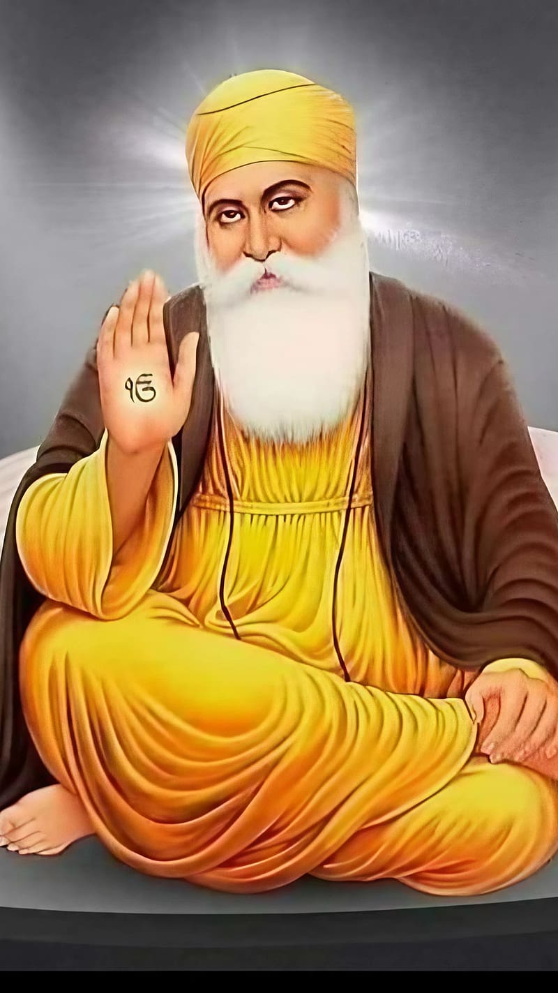 Guru Nanak Dev Ji Ka, grey background, lord, god, bhakti, devtional, HD phone wallpaper