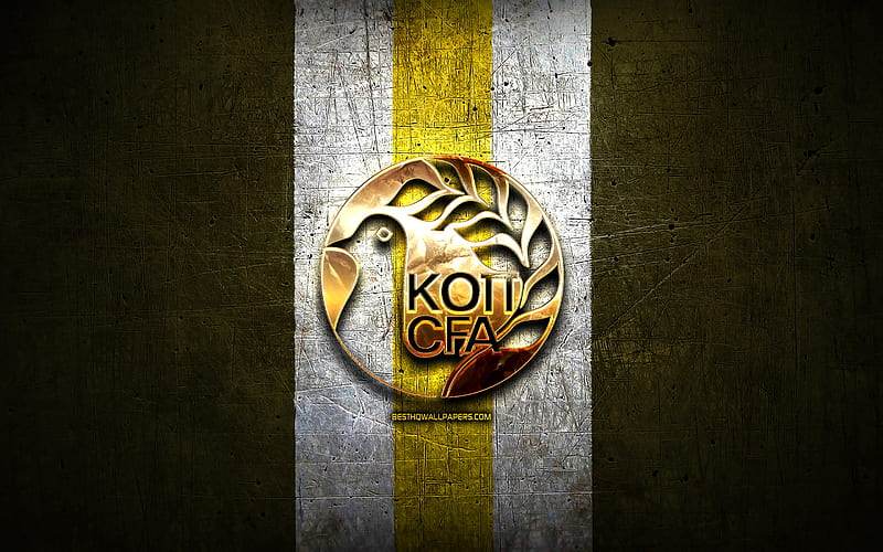Cyprus National Football Team, golden logo, Europe, UEFA, yellow metal background, Cypriot football team, soccer, CFA logo, football, Cyprus, HD wallpaper