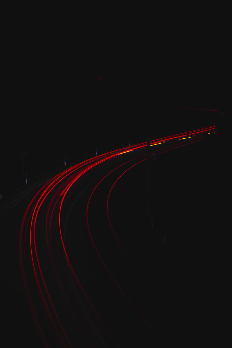 red light streaks on black background, HD phone wallpaper