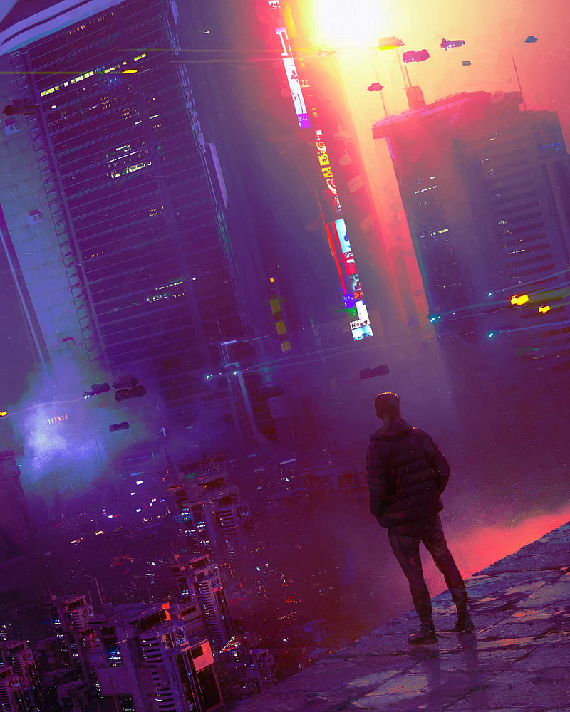 artwork, futuristic, cyber city, cyberpunk, HD phone wallpaper