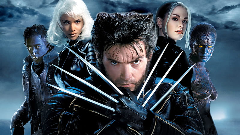 X-Men (2000), poster, claws, wolverine, comices, black, x-men, fantasy, actor, blue, HD wallpaper