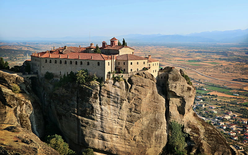 Varlaam Monastery, Meteora, Great Meteoro Monastery, monasteries on the rock, landmarks, Kalambaka, Thessaly, Greece, HD wallpaper
