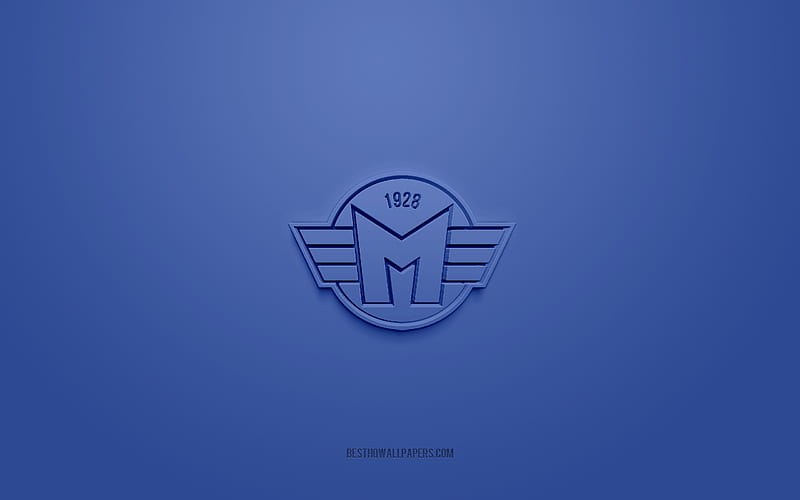 Madeta Motor Ceske Budejovice, Czech ice hockey club, creative 3D logo, blue background, Czech Extraliga, Ceske Budejovice, Czech Republic, 3d art, ice hockey, Madeta Motor 3d logo, HD wallpaper