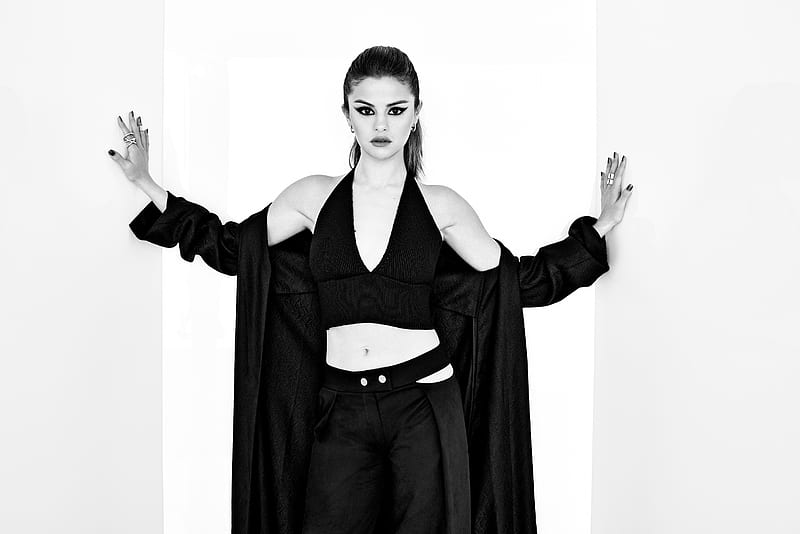 Selena Gomez The Hollywood Reporter, selena-gomez, celebrities, music, girls, monochrome, black-and-white, HD wallpaper