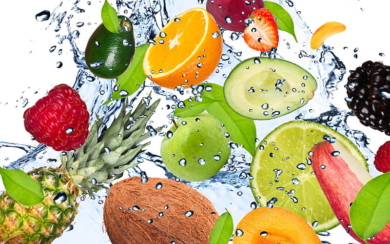 Fruit symphoni, fruit, water, nice, healthy, HD wallpaper