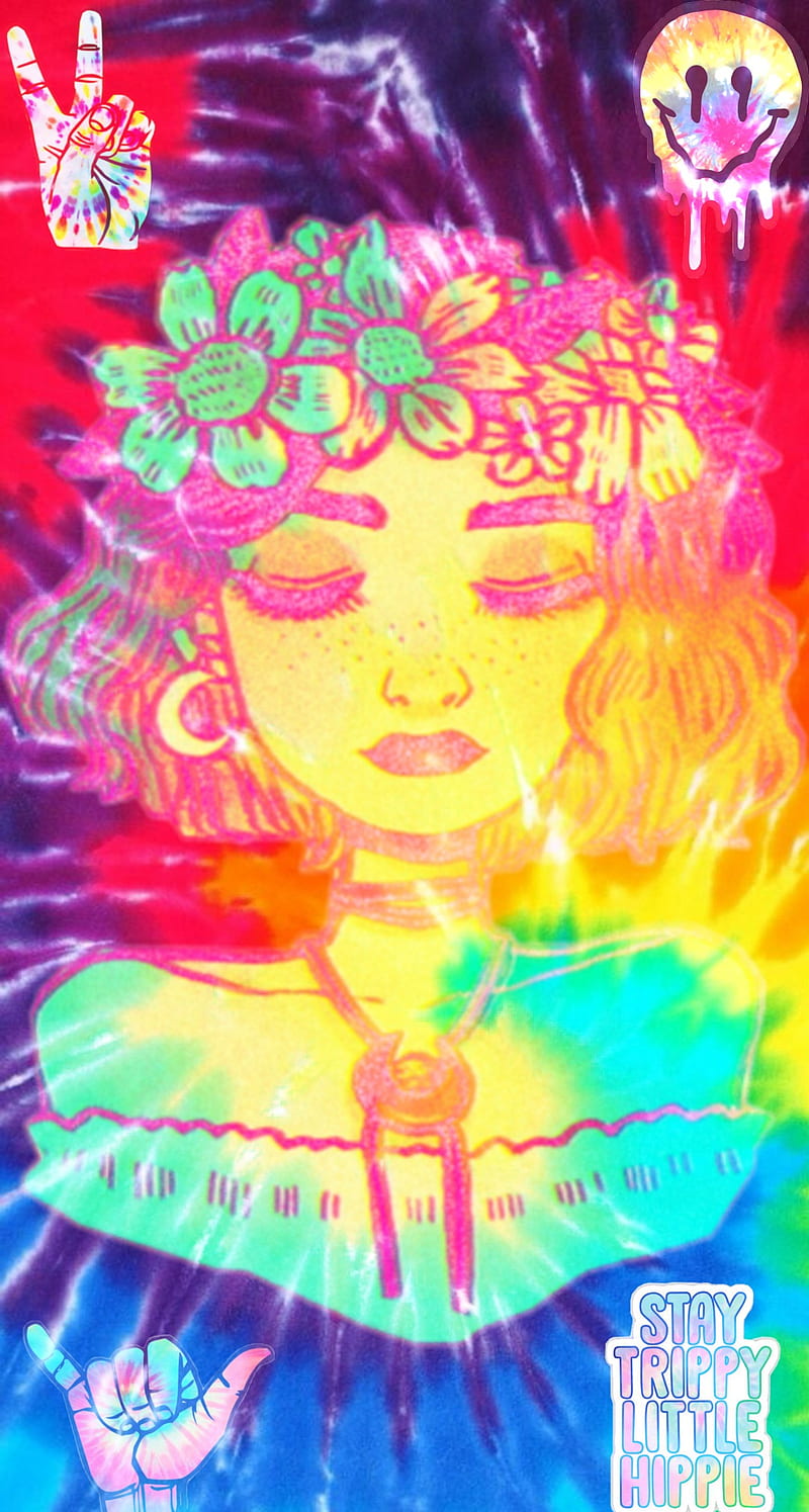 Trippy little hippie, colorful, littlehippie, meltedsmileyface, moonchild,  peace, HD phone wallpaper | Peakpx