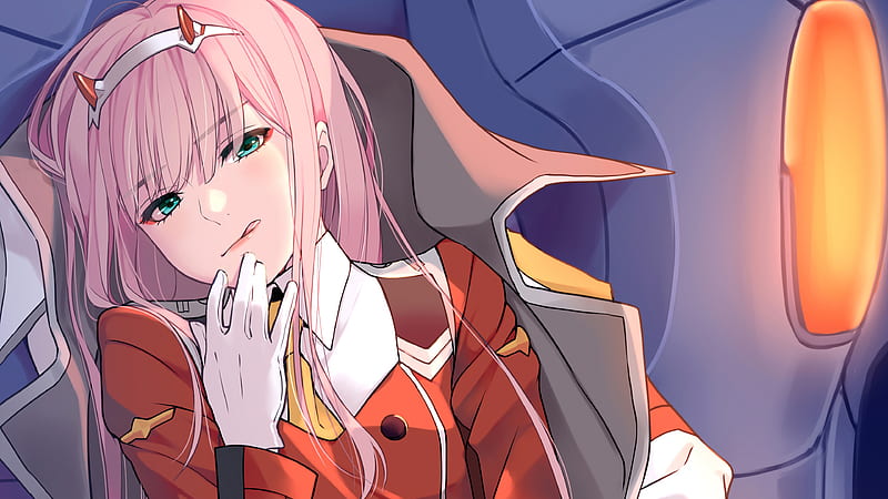 darling in the franxx zero two with red dress and coat anime, HD wallpaper