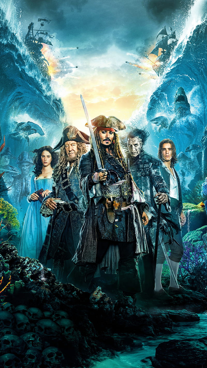 Pirates of Caribbean, art, fantasy, johnny depp, pirates of the caribbean, sea, guerra, HD phone wallpaper