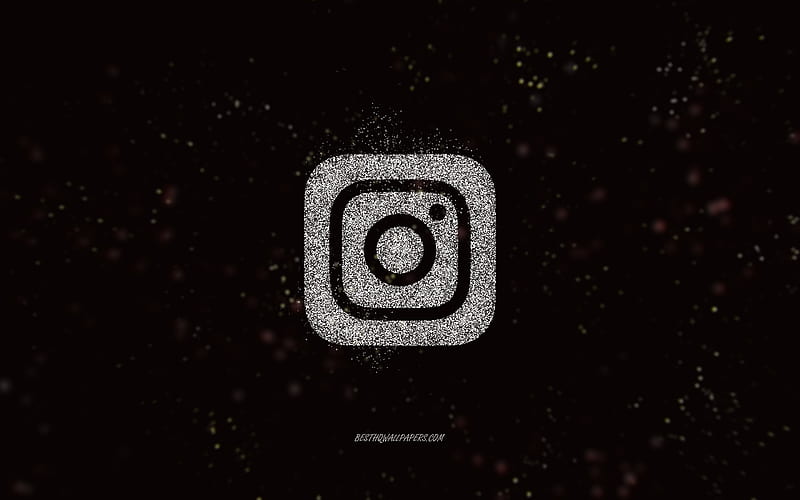 Instagram glitter logo, black background, Instagram logo, white glitter  art, HD wallpaper | Peakpx