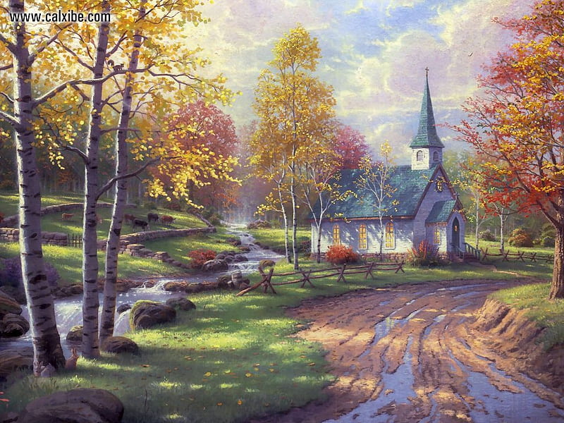 The Aspen Chapel, country, church, streams, quiteness, HD wallpaper