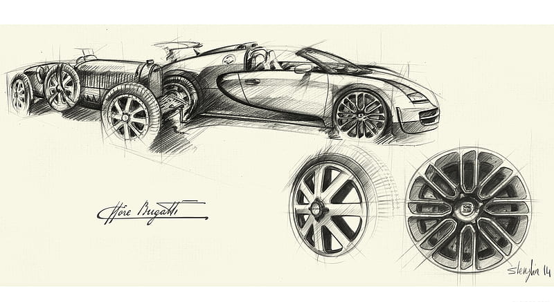 2014 Bugatti Veyron Vitesse Legend Ettore Bugatti Wheels - Design Sketch , car, HD wallpaper