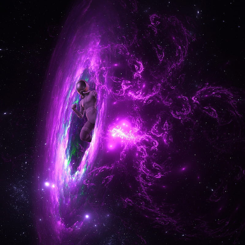 Background Space Black Hole, Purple Astronaut, HD phone wallpaper