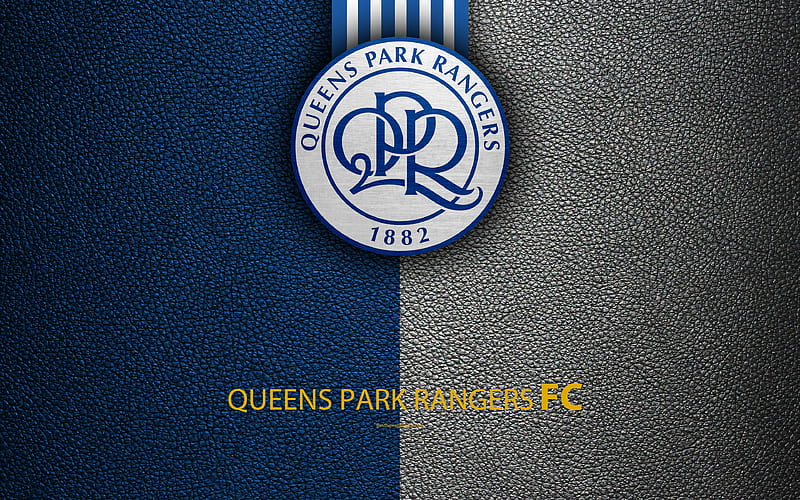 Queens Park Rangers FC English football club, logo, Football League Championship, leather texture, Hammersmith, Fulham, London UK, EFL, football, Second English Division, HD wallpaper