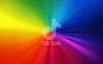 TikTok logo vortex, social networks, rainbow backgrounds, creative, artwork, brands, TikTok, HD wallpaper