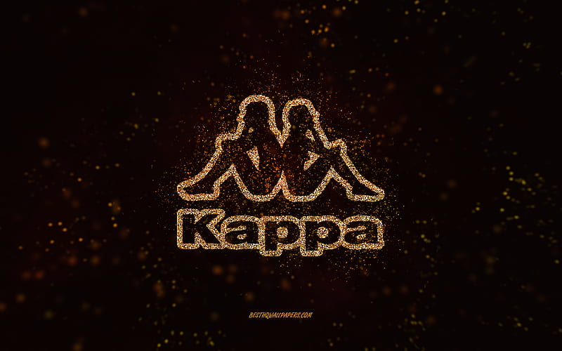 Kappa glitter logo, black background, Kappa logo, gold glitter art, Kappa, creative art, Kappa gold glitter logo, HD wallpaper