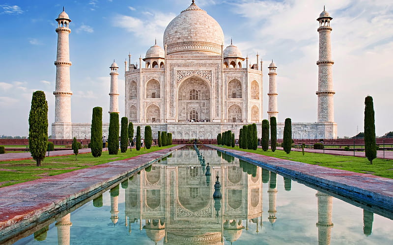Taj Mahal, Fountain, India landmarks, Agra, India, Uttar, Pradesh, HD wallpaper