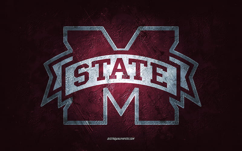 Mississippi State Bulldogs, American football team, red background, Mississippi State Bulldogs logo, grunge art, NCAA, American football, USA, Mississippi State Bulldogs emblem, HD wallpaper