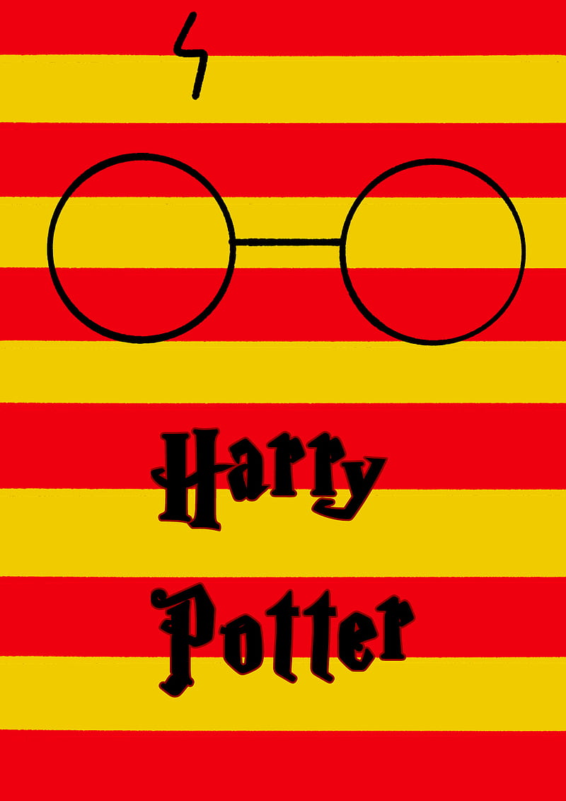 Harry Potter strips, glasses, golden, gryffindor, harry potter, harry potter letters, red, red and golden strips, scar, HD phone wallpaper