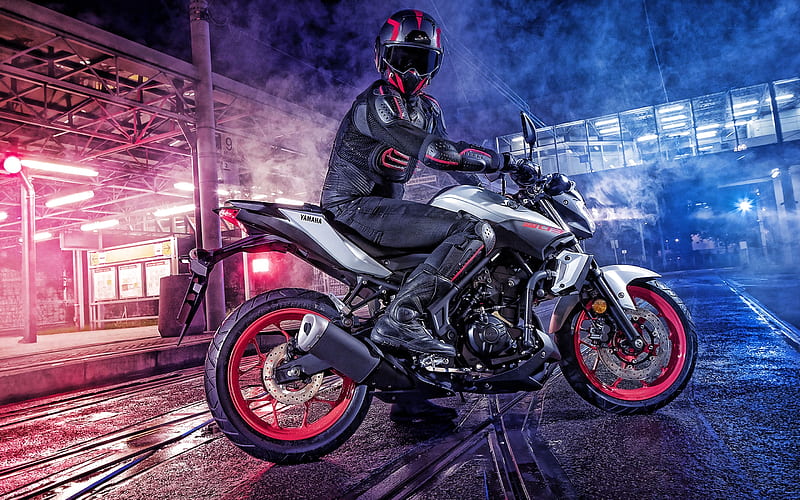Yamaha MT-03, 2019, side view, new sports bike, japanese motorcycles, Yamaha, HD wallpaper