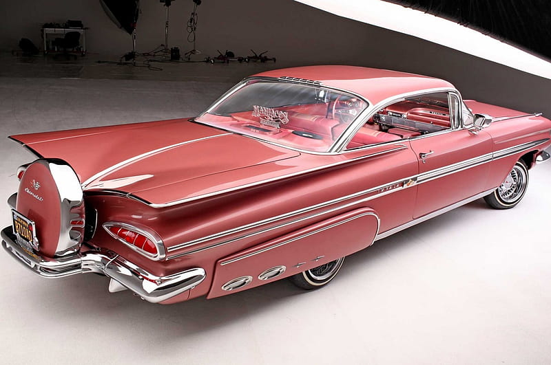 1959-Chevrolet-Impala, Classic, GM, Bowtie, Lowrider, HD wallpaper