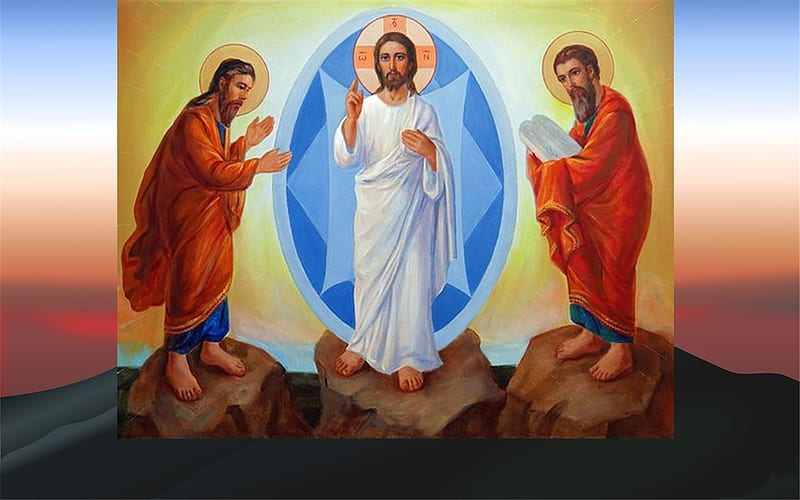 Transfiguration of Christ, mountain, Elijah, Christ, Transfiguration, Moses, Jesus, icon, HD wallpaper