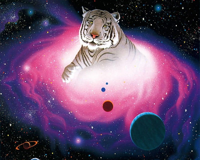 fantsy tiger 1280x 1024. jpg, colorful, tiger, space, fantsy, HD wallpaper