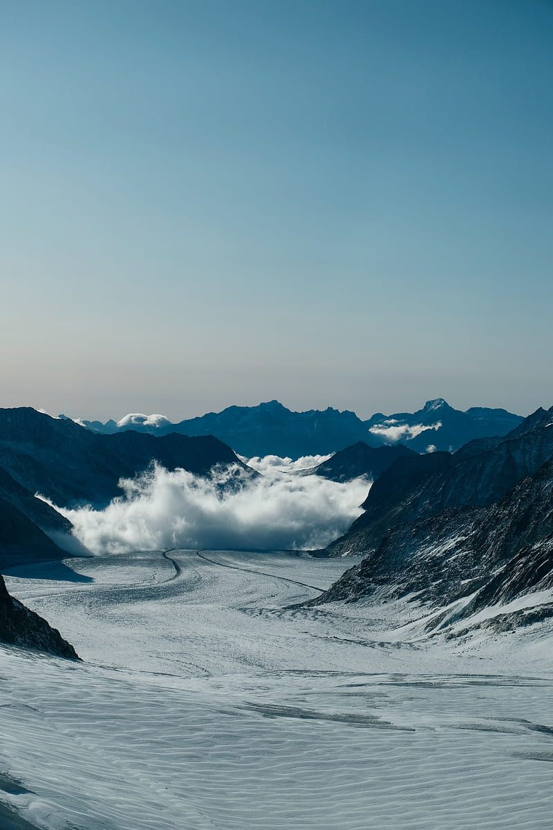 mountains, snow, clouds, rocks, mountain range, HD phone wallpaper