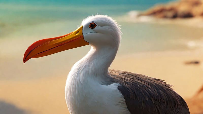 Albatross, animal, bird, beach, HD wallpaper