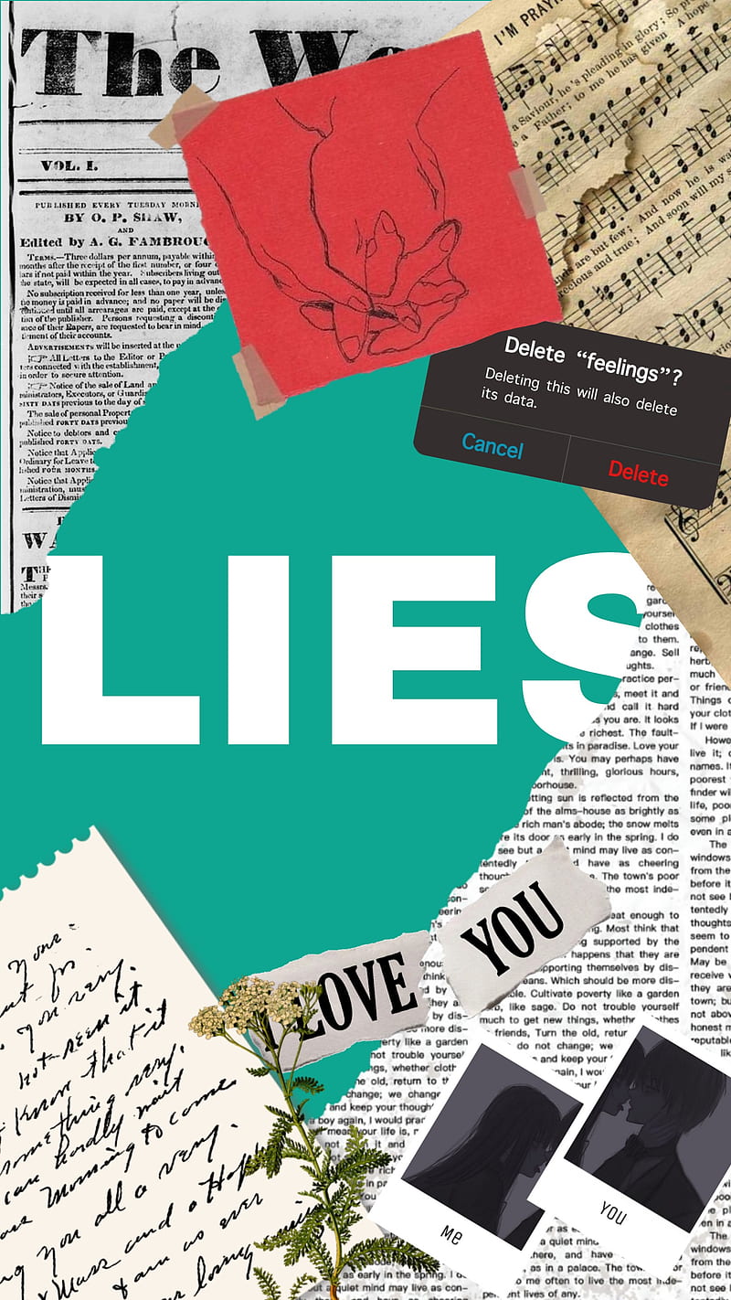 LIES, delete, flower, green, liar, love, music, paper, papers, HD phone wallpaper