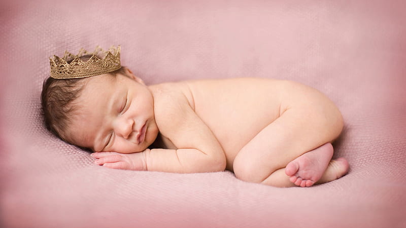 Cute Child Baby With Crown Is Sleeping On Pink Texture Cute, HD wallpaper |  Peakpx