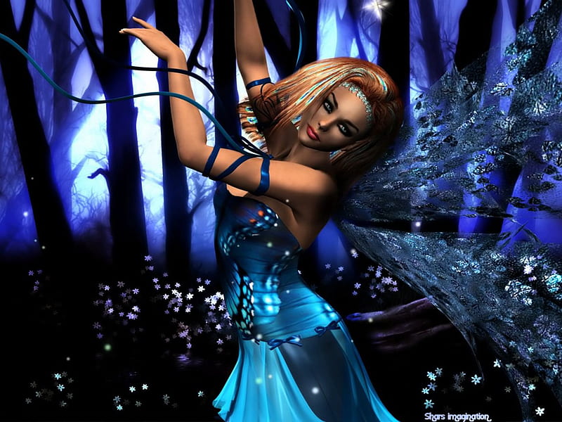 Periwinkle, fantasy, angel, fairy, blue, HD wallpaper