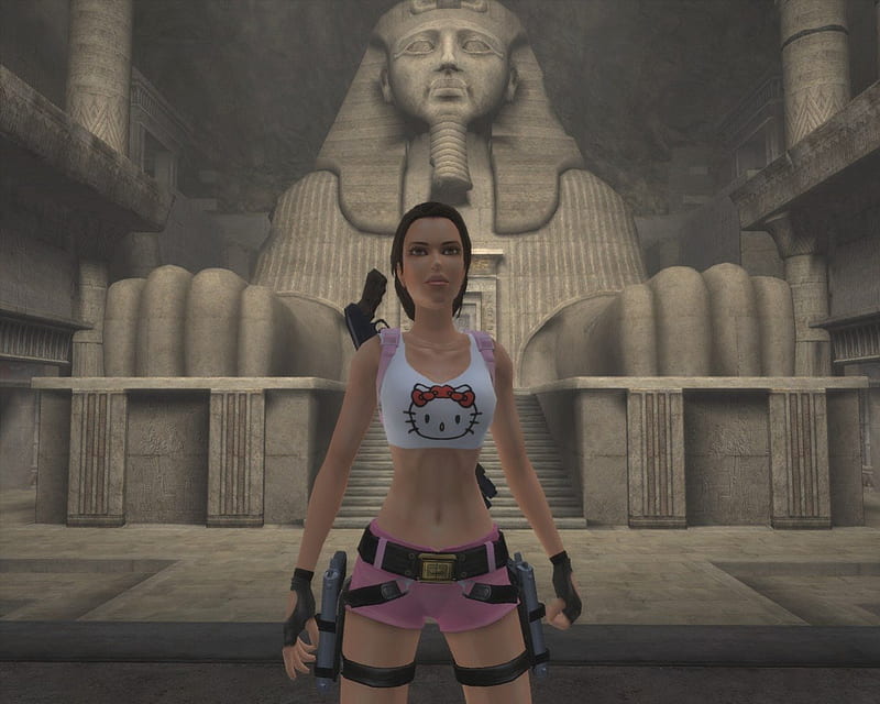 Tomb Raider Anniversary Hello Kitty Clothes 2, hello kitty, games, mods, lara croft, tomb raider anniversary, HD wallpaper
