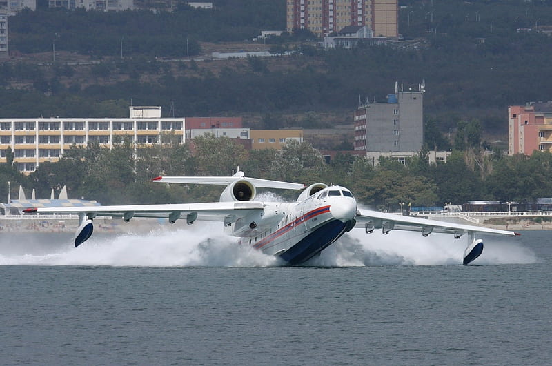 Be-200 Altair, fire, fire fighting, water, be 200, beriev, altair, HD wallpaper