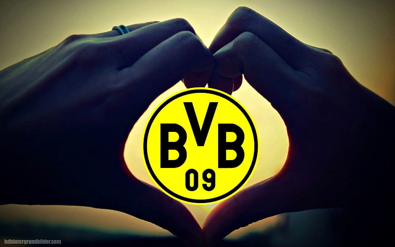 Borussia Dortmund, love, emblem, football, soccer, dortmund, crest, bvb, sport, logo, heart, HD wallpaper