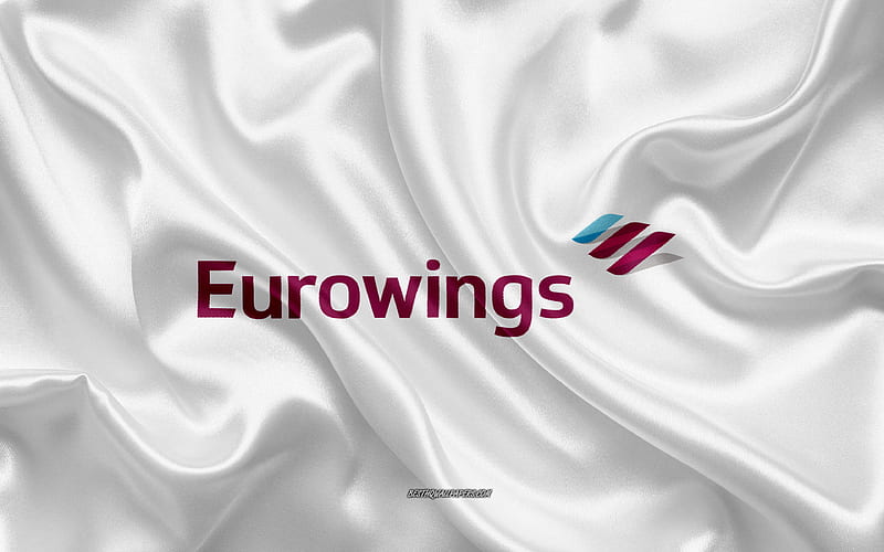Eurowings logo, airline, white silk texture, airline logos, Eurowings emblem, silk background, silk flag, Eurowings, HD wallpaper