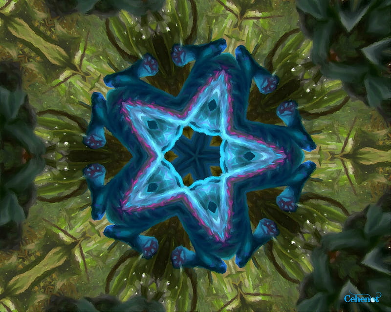 Deneb el Okab, Zeta Aquilae, art, by cehenot, abstract, green, painting, pictura, star, blue, HD wallpaper