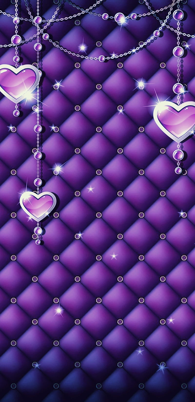 Purple Charms, charm, girly, heart, corazones, padded, pretty, purple, sparkle, HD phone wallpaper