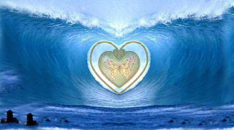 Forma de corazón azul en la ola, mar, ola, azul, corazón, Fondo de pantalla  HD | Peakpx