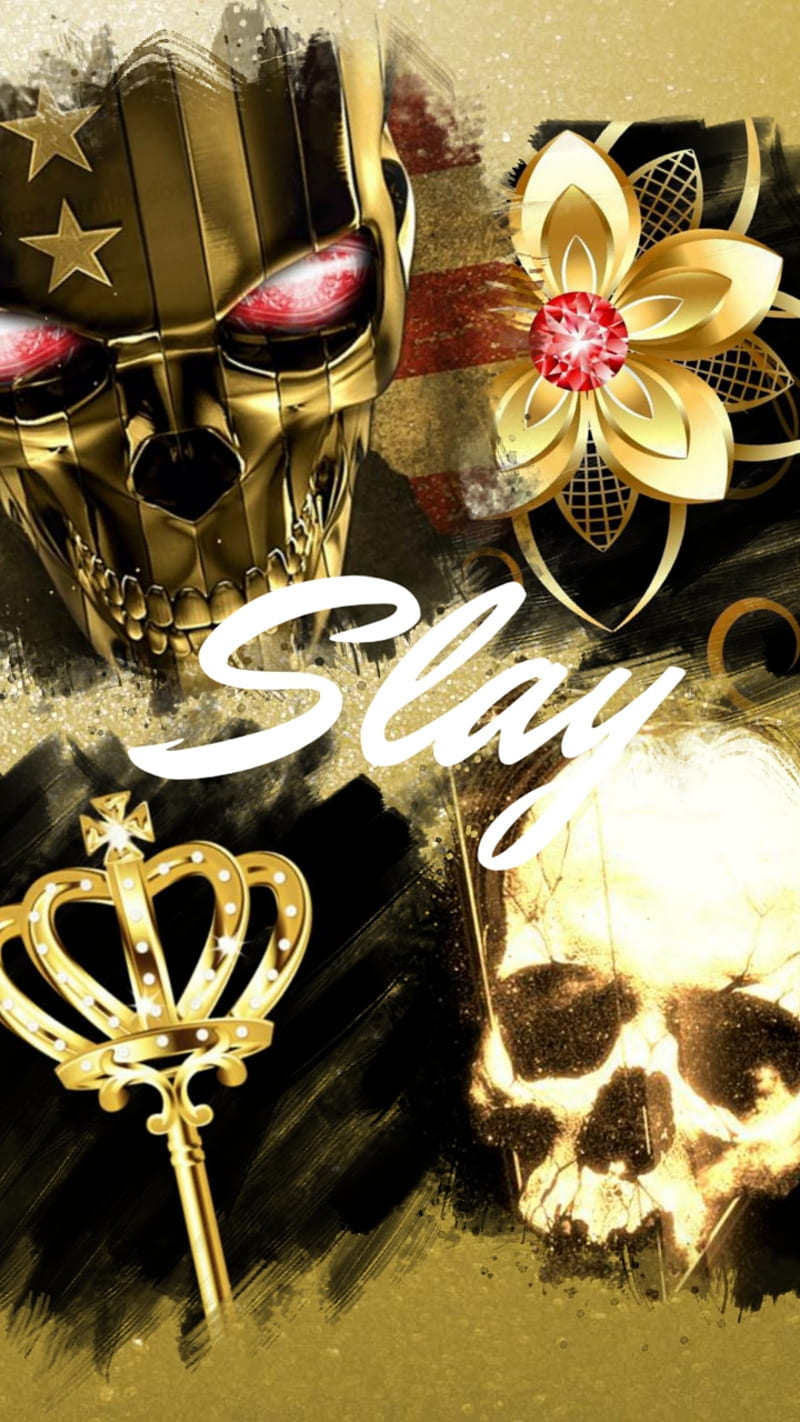 Golden Slay Skull, gold, skull, slay, HD phone wallpaper