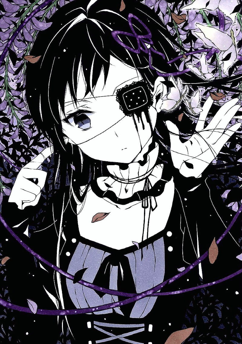 anime girls, anime, purple, dark hair, HD phone wallpaper