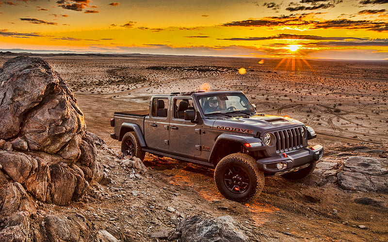 2020, Jeep Gladiator Mojave, Desert Rated, exterior, front view, SUV, new gray Gladiator, american cars, Jeep, HD wallpaper