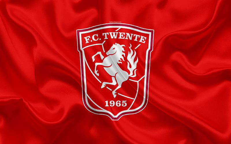 Twente FC Dutch football club, logo, emblem, Eredivisie, Dutch soccer championship, Enschede, Netherlands, silk texture, HD wallpaper