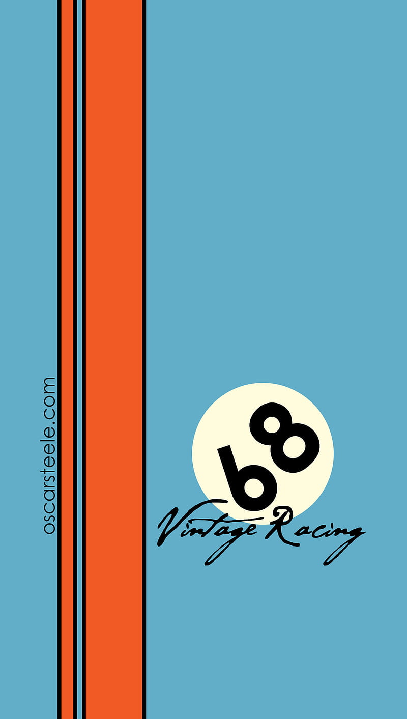 Gulf Racing 1968, blue, gulf oil, orange, vintage, HD phone wallpaper