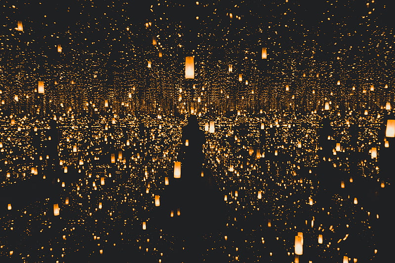 lighted lantern lot, HD wallpaper