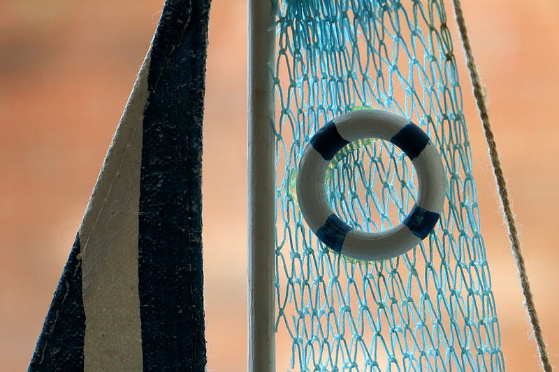 life buoy, grid, blue, white, HD wallpaper