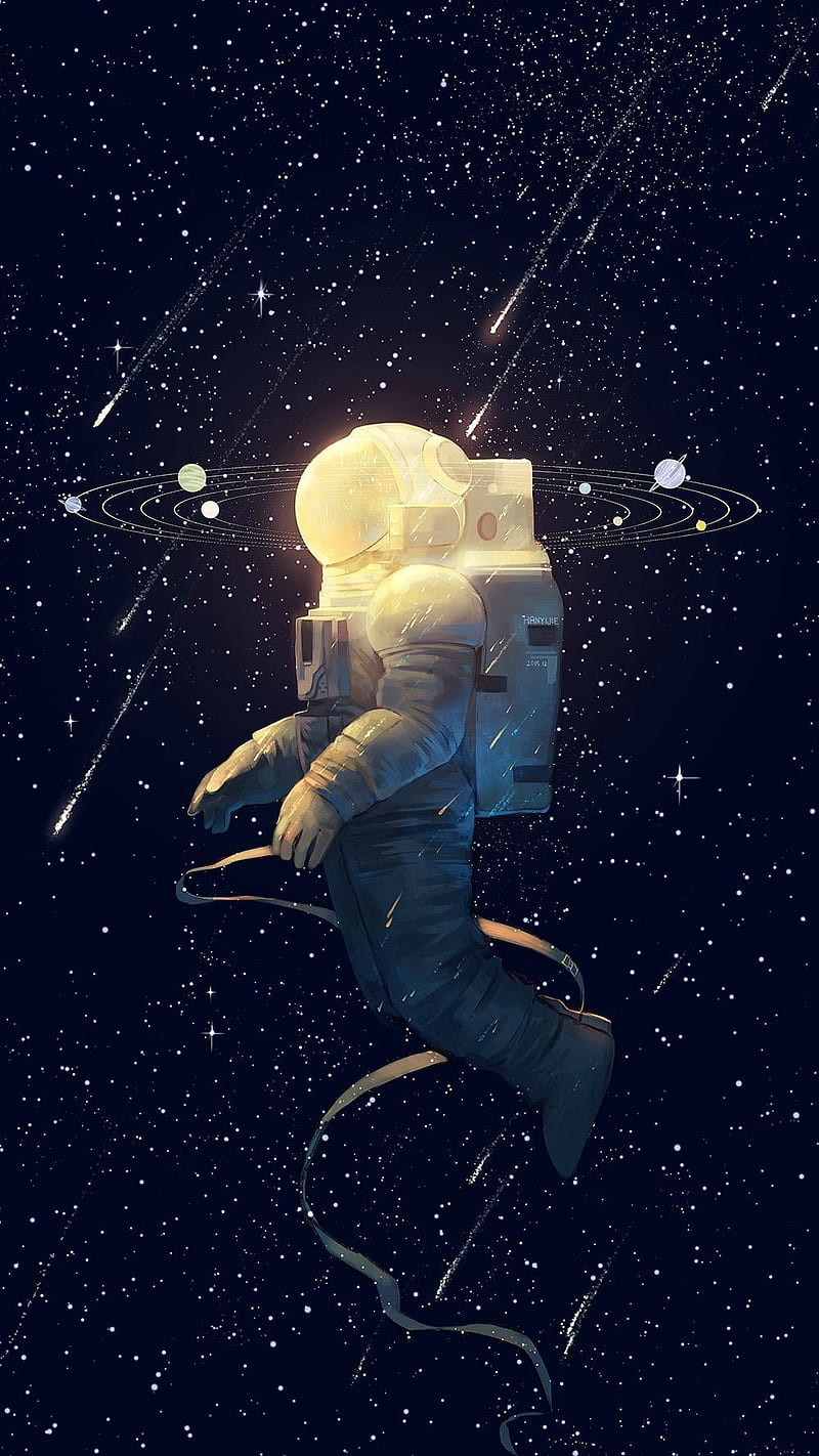 Galaxy, astronaut, black, dark, darkness, light, space, star, white, HD phone wallpaper