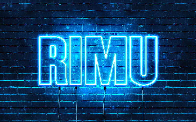 Rimu, , with names, Rimu name, blue neon lights, Happy Birtay Rimu, popular arabic male names, with Rimu name, HD wallpaper